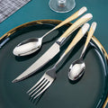 Glossy Silver & Gold Finishing Eco-Friendly Metal Cutlery Set Expensive Table Top Centerpiece Spoon Set for Decorative Purpose