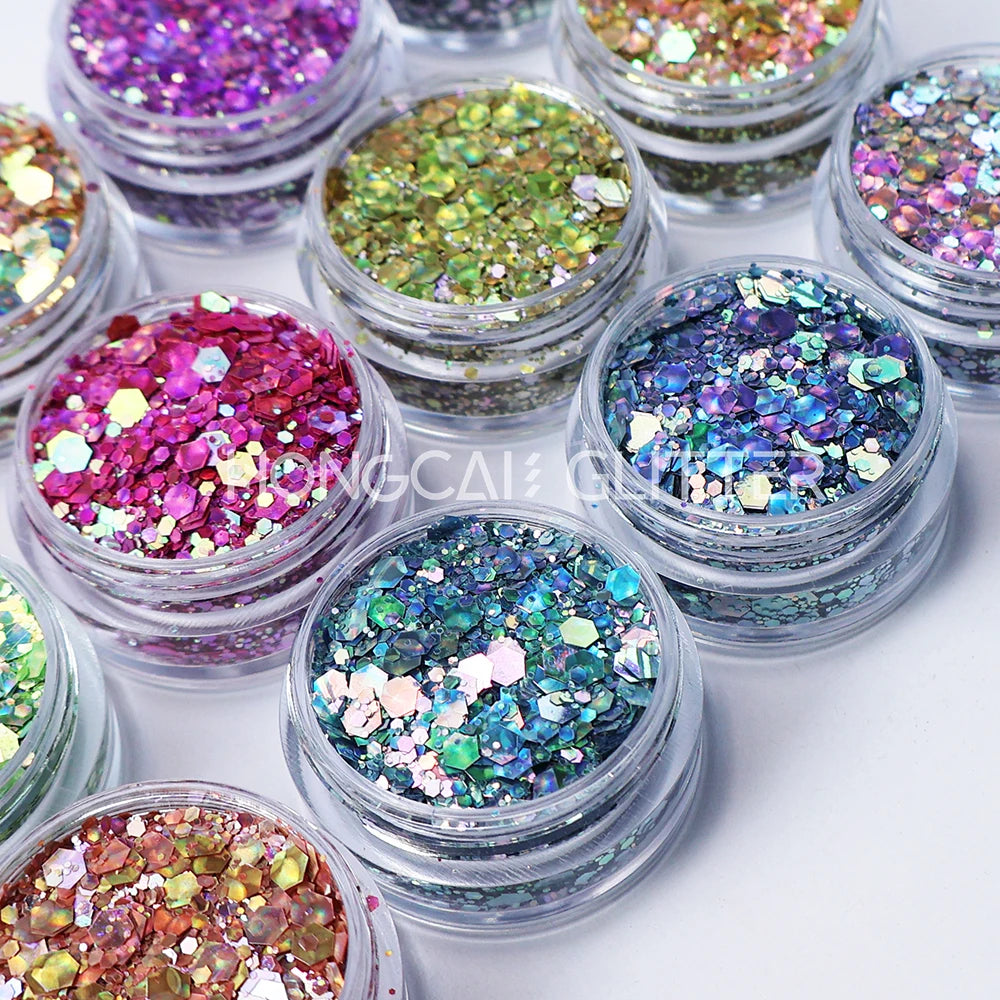 3D Cat Eye Glitter Mix Size Cosmetic Grade Holographic Mermaid Color Shift Glitter for Epoxy Resin Nail Christmas Crafts Tumbler