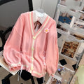 Preppy Style Casual Women's Sweaters O-Neck Autumn Winter Kawaii Loose Cardigans Retro Y2K Sweet