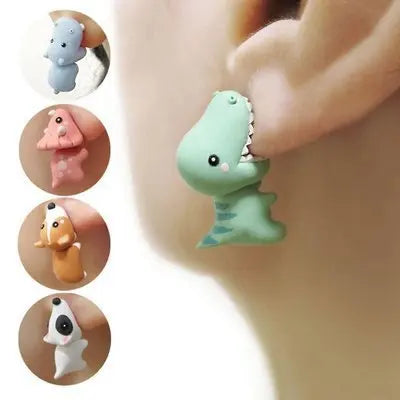 Fashion Polymer Clay Pendant Earrings Cute Animal Bite Earring Dinosaur Tyrannosaurus Caly Earrings for Girls