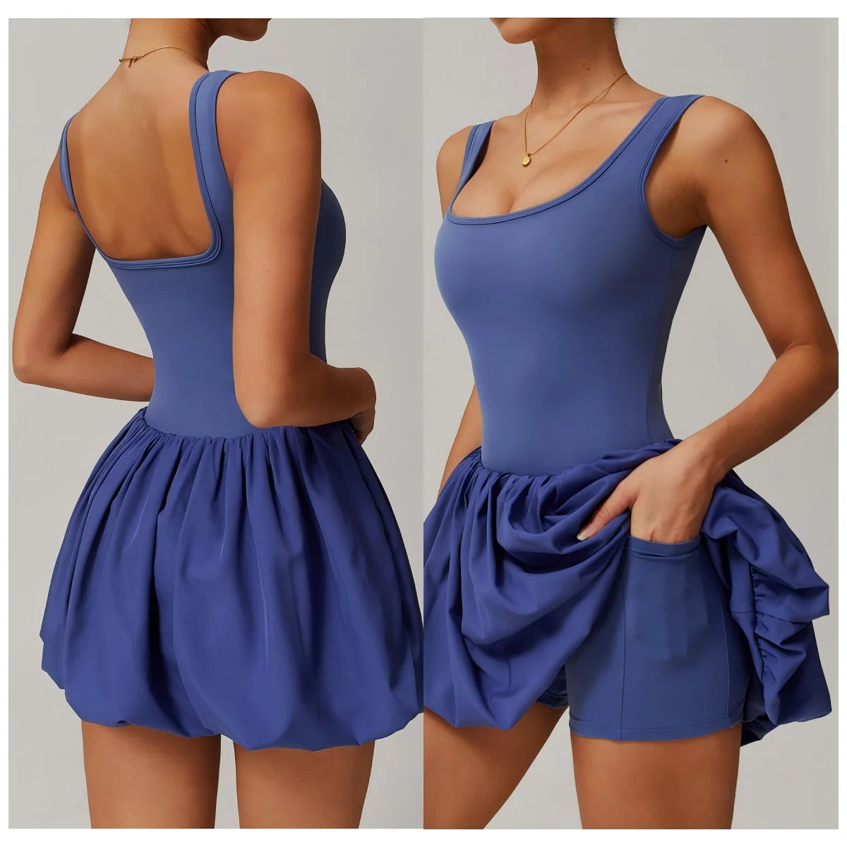 Workout Running Yoga Tennis Wear With Pocket Pleated Wear Outdoor Casual Sports Golf Athletic Tennis Dress