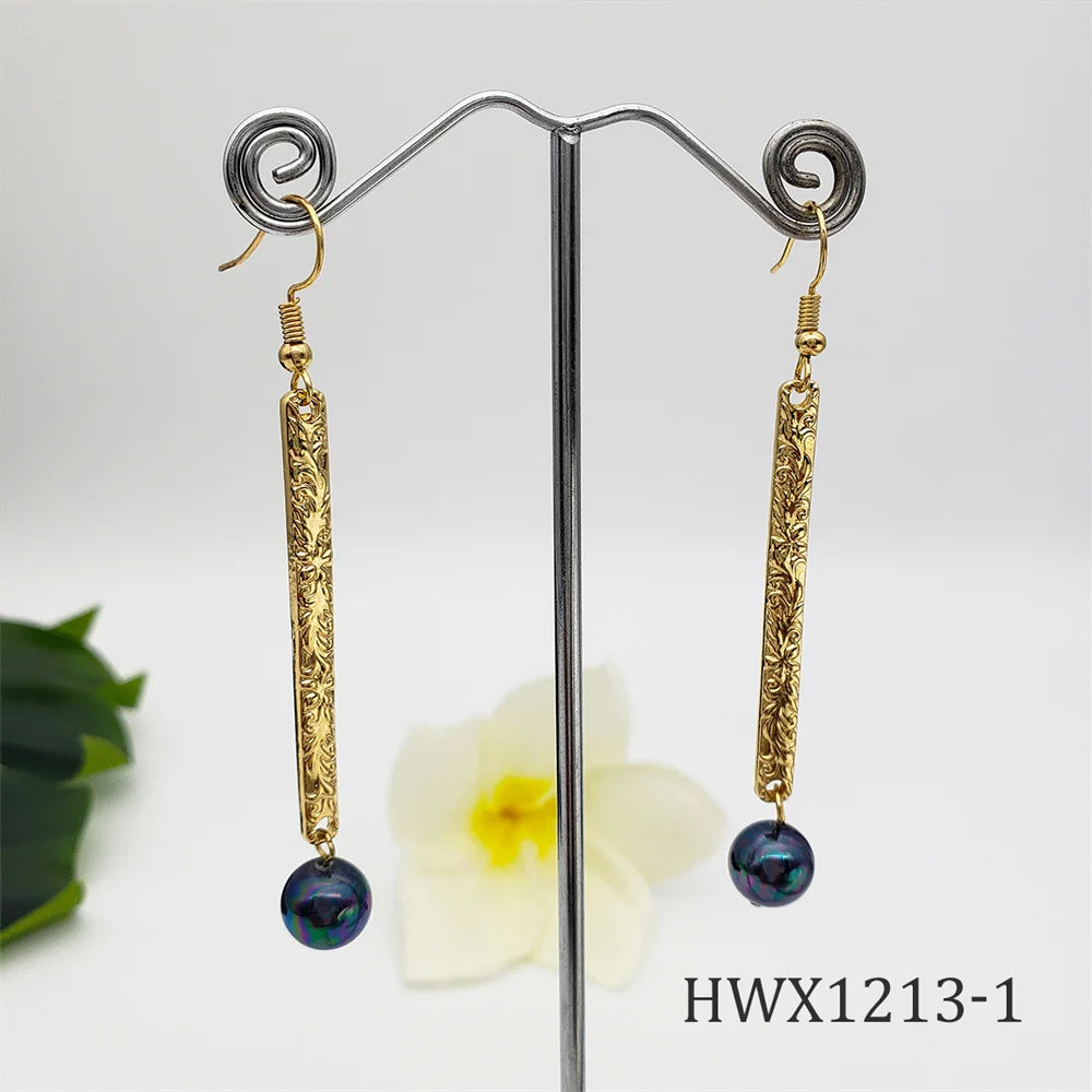 Hawaiian Earrings Long Gold Earrings Jewelry Earrings
