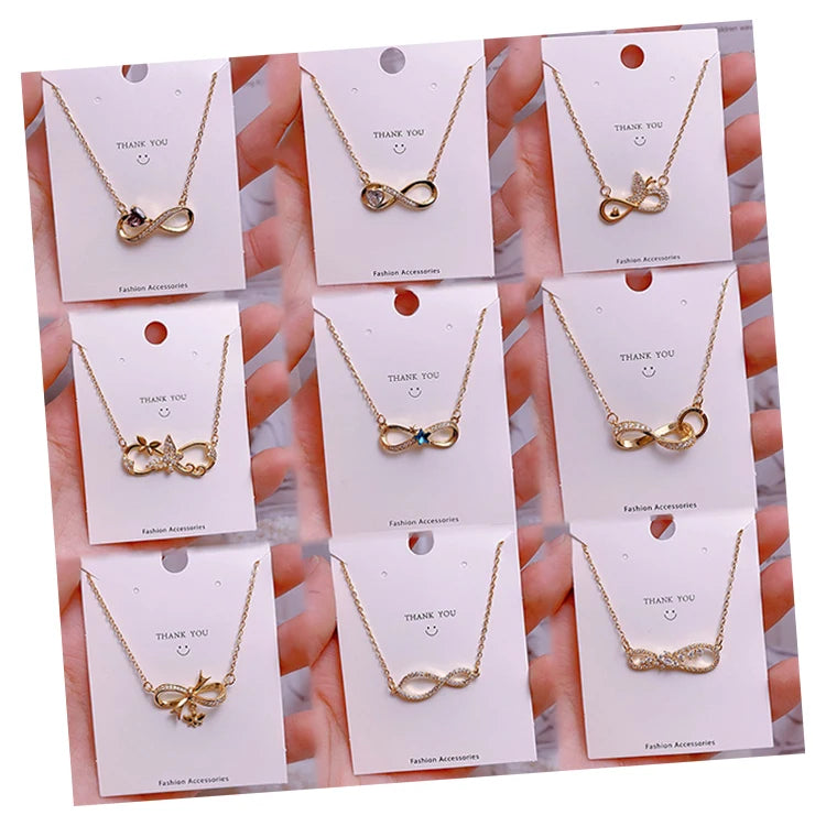 Women's High-End 8-Shaped Geometric Design Clavicle Chain Necklace Wholesale Gold Plated Stainless Steel Accessories