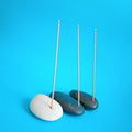 HZ Antique Soapstone Stick Holder with Pebble Stone Oval Shape Crystal Incense Holder
