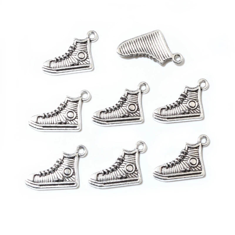 50pcs 12x17mm Antique Silver Plated Shoes Charms Pendant Cute DIY Jewelry Making Accessories Findings Necklace Bracelet
