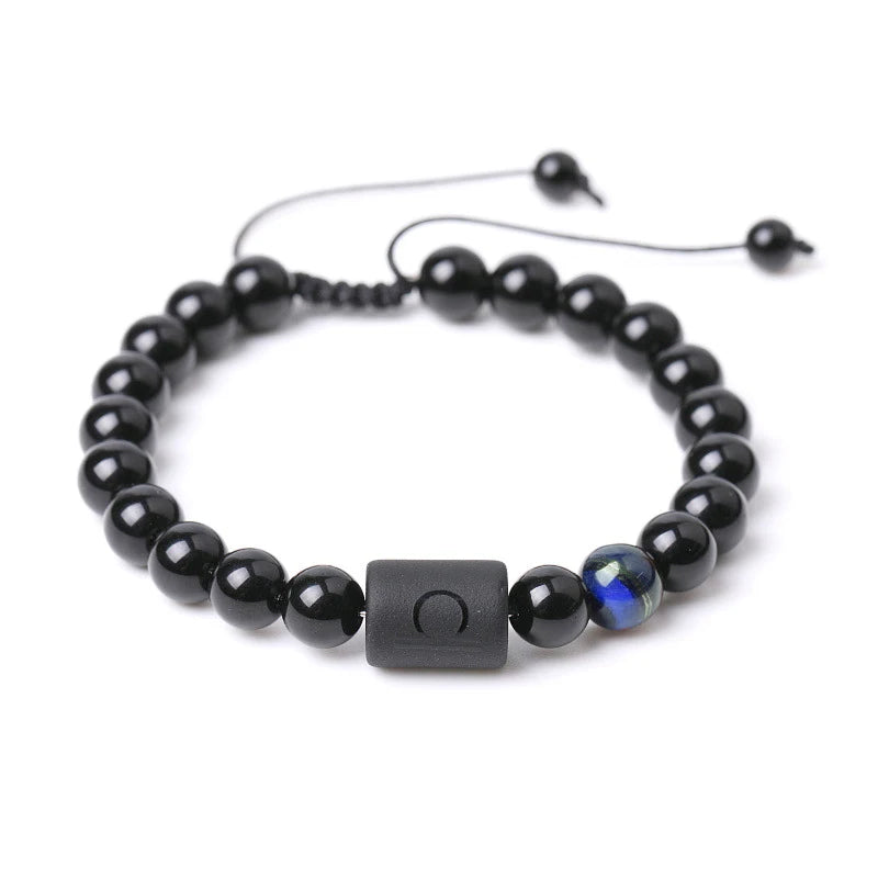 2022 Trendy Handmade Macrame Adjustable Zodiac Bracelet Fashion Jewelry Natural Stone Beads for Men Women's Anniversary Gift