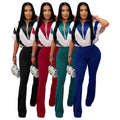 Custom logo 2026 Women Half Zipper Short Sleeve and Long Pants Jumpsuits Fashion New Design Casual Summer Jumpsuits