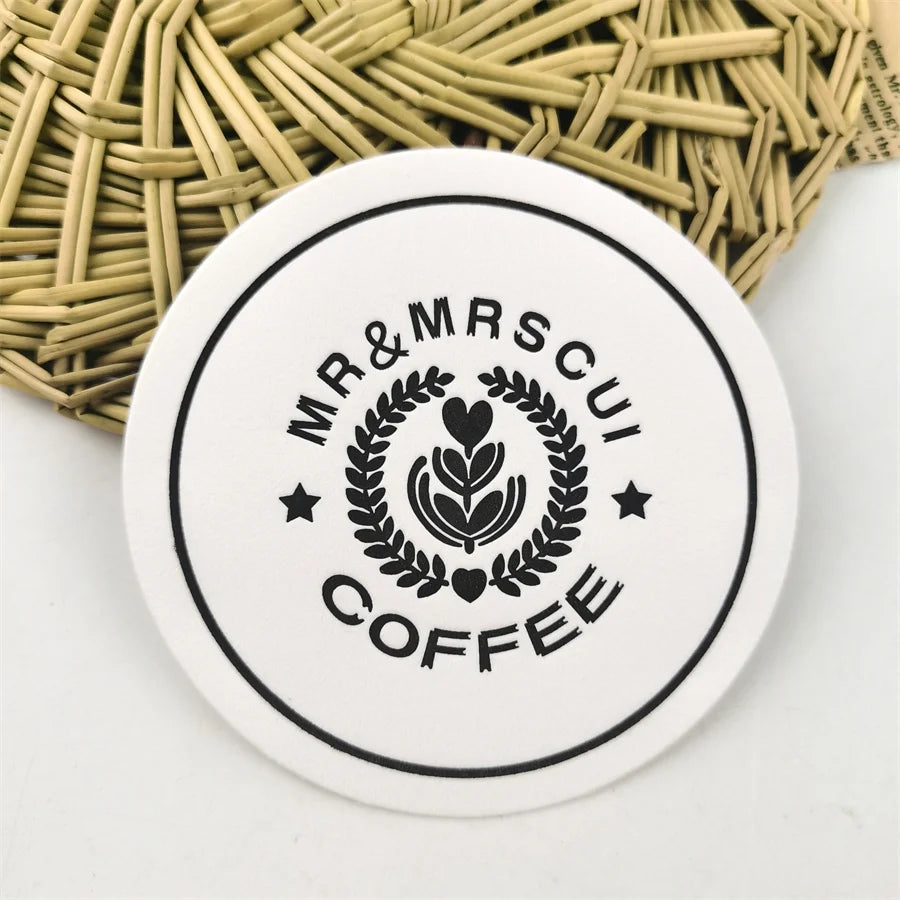 Custom Logo Printed Absorbent Pulp Board Paper Coaster Cup Mat