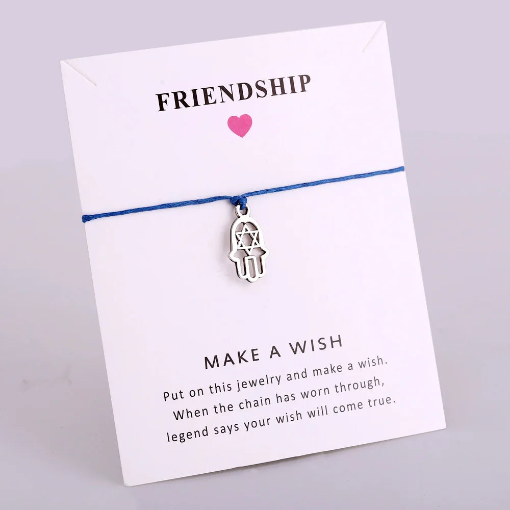 Manufacturer Eiffel Tower Hamsa All Is Well Hamsa Hand of Fatima Egyptian Eye of Horus Men Rope Ladies Bracelet Women