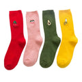 XIANGHUI Cute Fruit Embroidery Print Banana Cherry Peach Girls Socks Korean Fashion Funny Fashion Socks