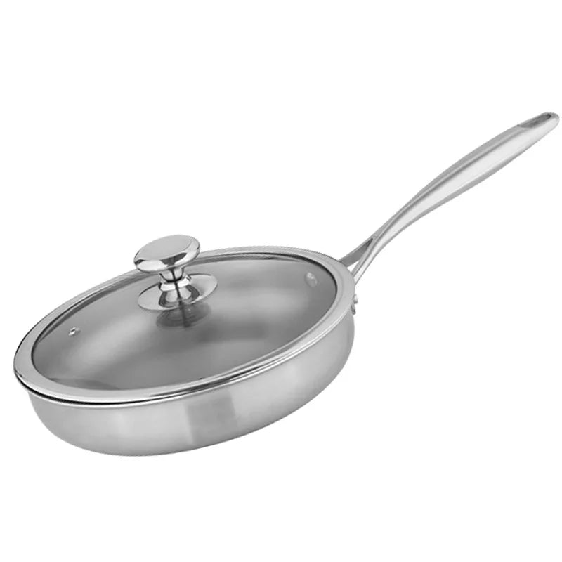 Pure Titanium Uncoated Frying Pan & Pot Set 28cm Diameter Eco-Friendly for Gas & Induction Cookers for Outdoor Hiking Camping