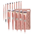 Hot Sell Private Label Rose Gold Makeup Brushes Set 14pcs Rhinestone Soft Bristle Makeup Brush with Packing Bag