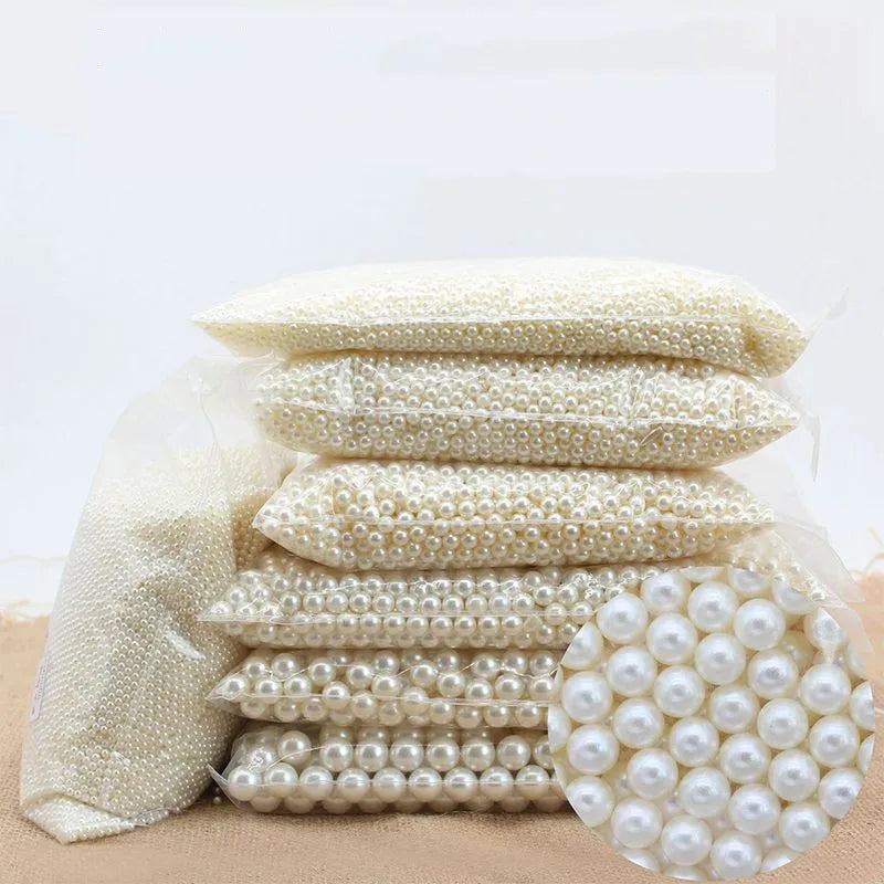 JC Crystal Beige ABS Plastic Pearl Beads Without Hole Imitation Pearl Round Loose Bead