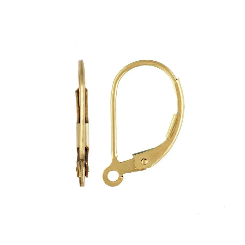 14K Gold Filled Plain Lever Back Ear Wire GF Hoop Earrings Findings for Women DIY Jewelry Making