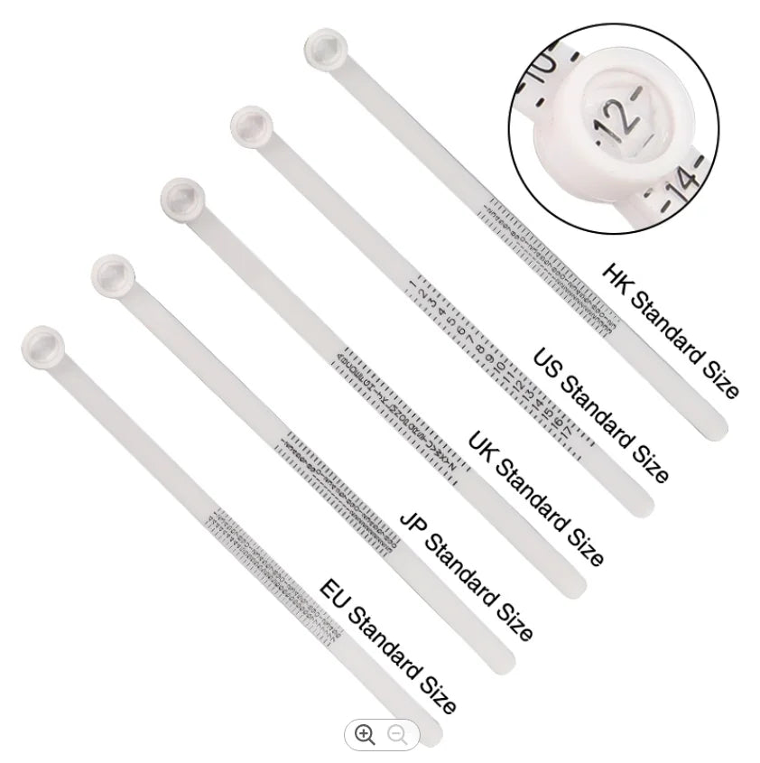 Multipurpose Reusable White Plastic Jewelry Measurement Finger Ring Sizer Magnifier SMLXL Sizes US EU JP KR Standards Hongjia