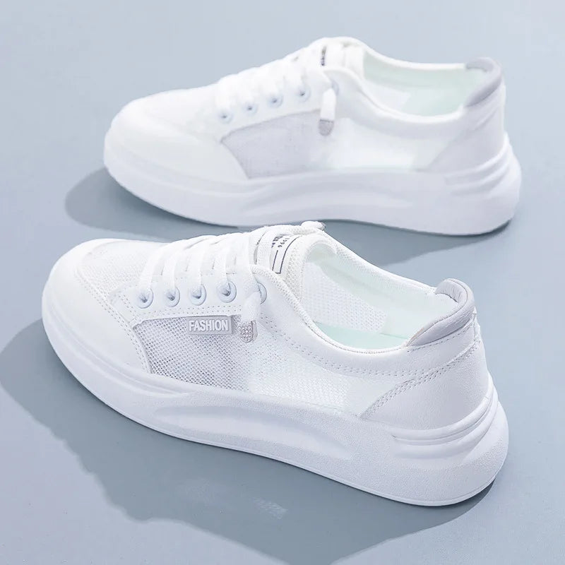 Spring Summer New Style White Mesh Casual Board Shoes Thin Flat Slip-On Closure Type Sneaker