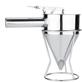 Fixed Handle Stainless Steel Pancake Batter Dispenser Funnel Dispenser with Stand for Takoyaki and Baking Funnel Dispenser