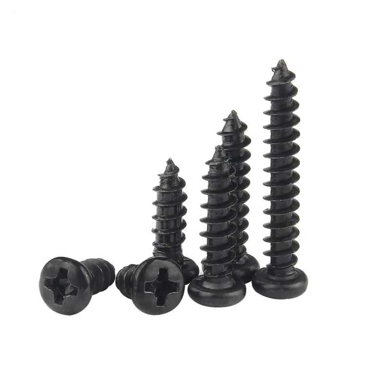 M1.8 M2 M2.2 M2.3 M2.5 M2.6 M2.8 M3 M3.5 M4 M5 M6 Black Oxide Steel Sheet Metal Wood Pan Head Self Tapping Screws