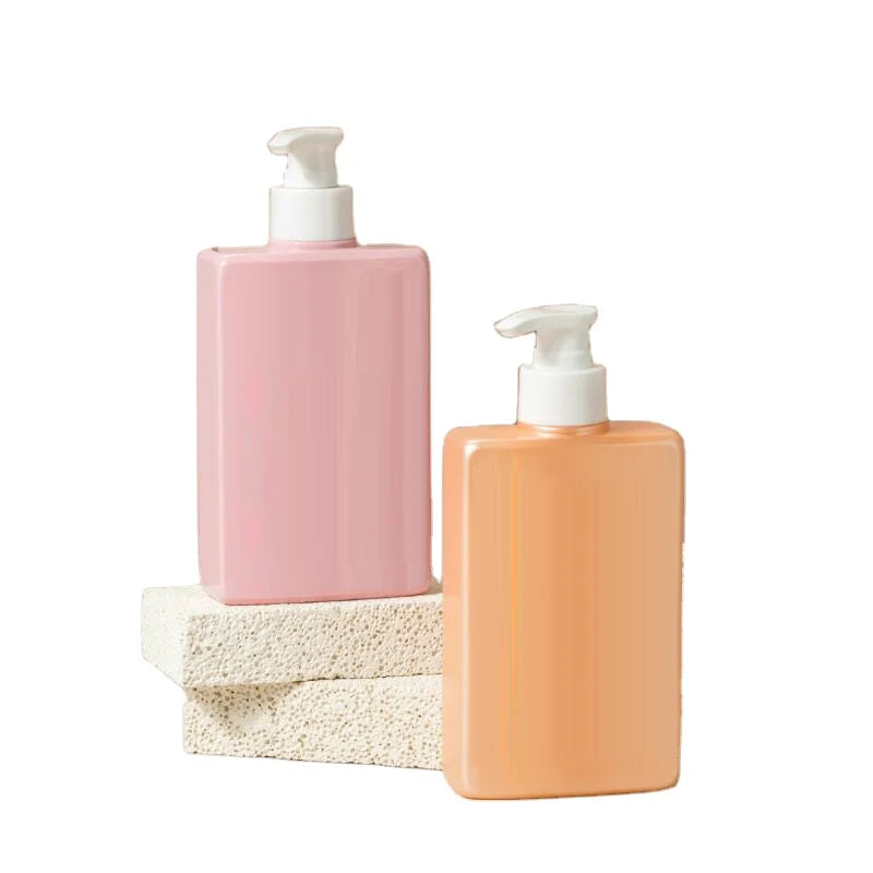 330ml Pink Orange PET Plastic Empty Shower Gel Pump Bottles Square Face Cleanser Shampoo Pump Spray Bottle