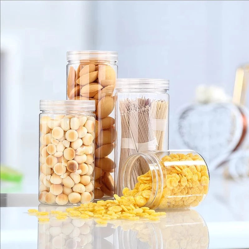 Factory Direct Sale 71mm 50 80 100 120 180 200 250 300 400 500ml Food Honey Cookie Food Jar With Lid Clear PET Spice Plastic Jar