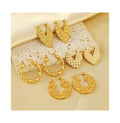INS Style Geometric Hollow Hoop Earrings Colorfast Waterproof 18K Gold Stainless Steel Heart Earrings for Women