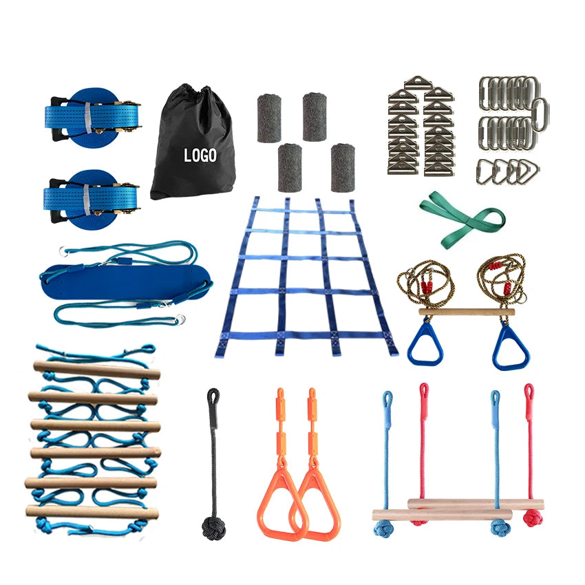 Senkang Fun Challenging Outdoor Kids' Ninja Warrior Obstacle Course Equipment Steel Nylon Customized Color ISO9001 Certified