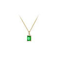 INS 925 Silver Necklaces square Rectangular Green Cubic Zircon Gold Plated Necklace for Women Christmas Gifts