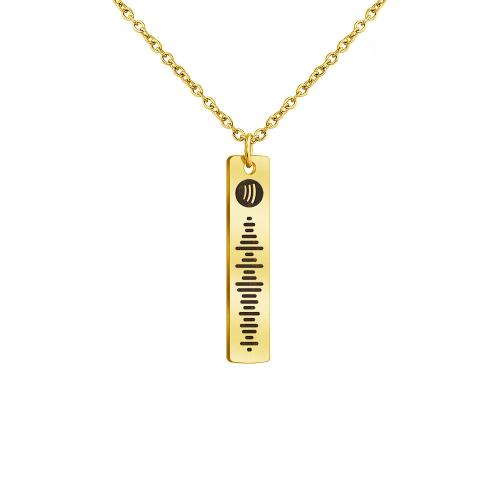 Drop Shipping Spotify Song Poster Necklace for Stainless Steel Jewelry Gift Custom Engraving Audio Track Necklaces