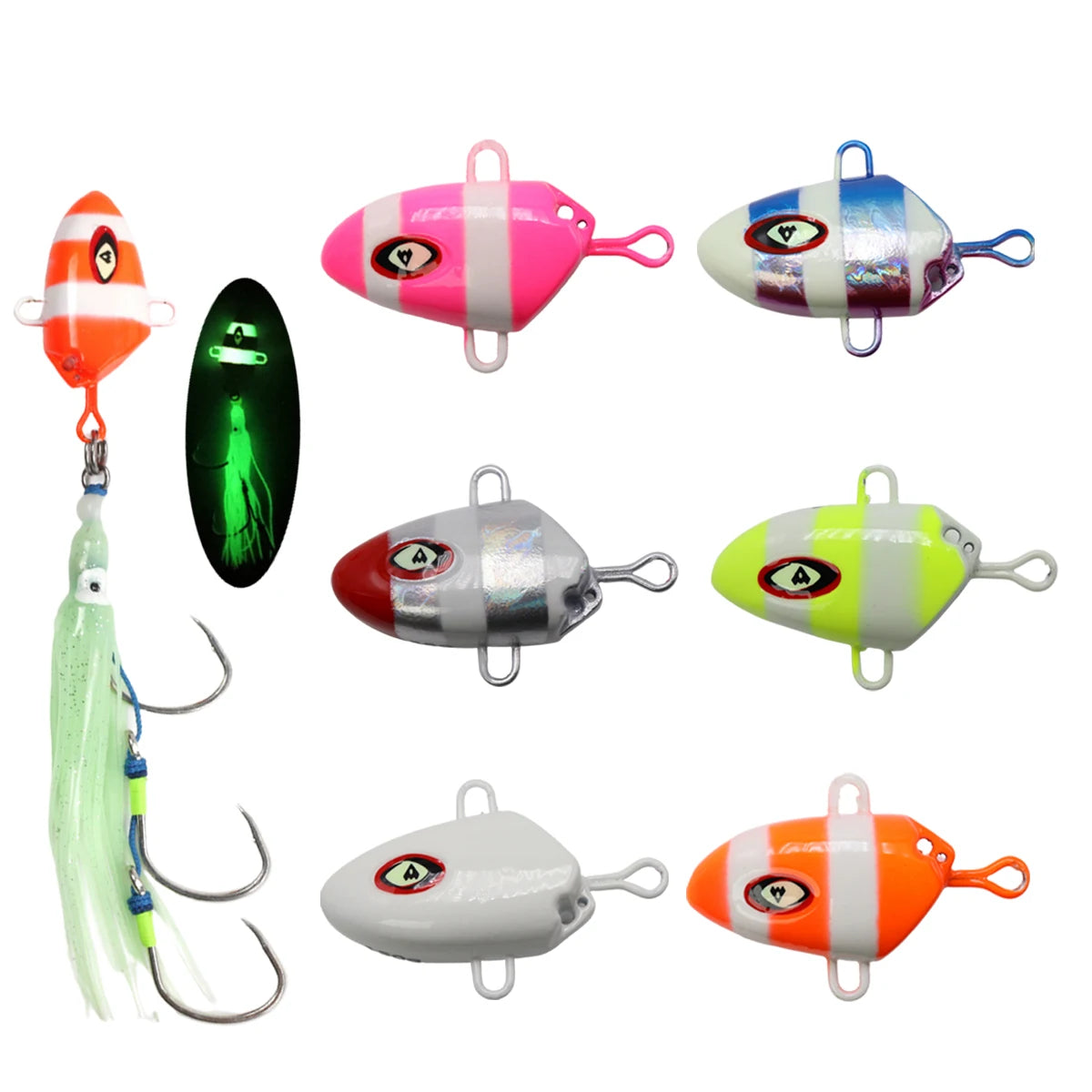 Luminous Metal Jigging Rig 100g-300g Squid Skirt Assist Hook with Octopus Lure for River Fishing Made From Lead