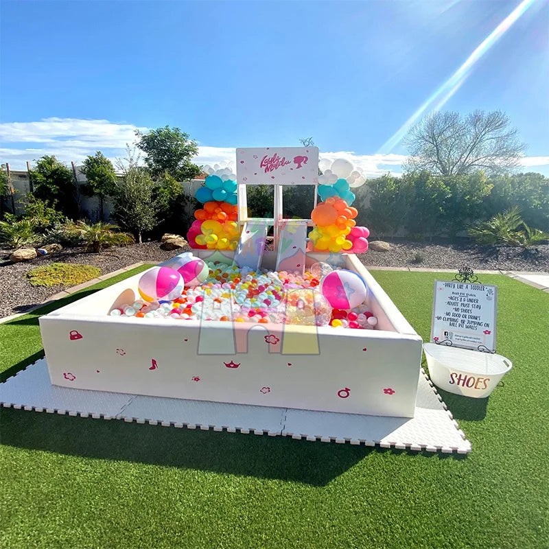 Outdoor Kids Commercial Grade Amusement Playground Inflatable Bounce House White Ball Pit and Slide