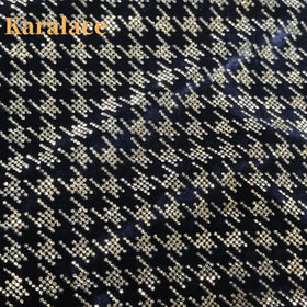 2025 Custom Houndstooth 4 Way Stretch Fabric With Copper Gold Rhinestones