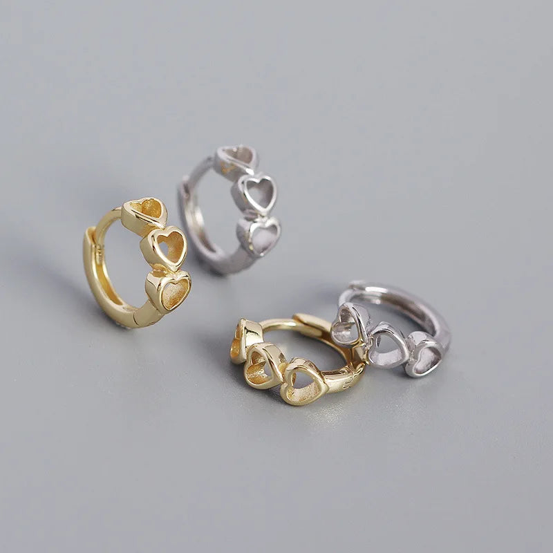 Custom Romantic Heart-Shaped 925 Sterling Silver Earrings Fashionable Simple Love Piercing Hoop Jewelry for Women Gold Weddings
