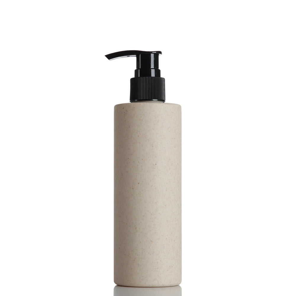Wholesale Round Khaki Plastic Bottles with Black Lotion Pump for Skincare Packaging 250ml 400ml 500ml
