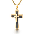 KALEN Hiphop Stainless Steel Stacked Cross Pendant Necklace Men Jewelry