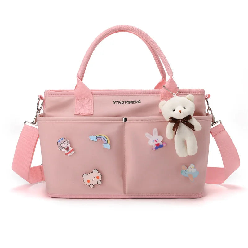 Large Capacity Lightweight Solid Tote Mommy Baby Cross-body Bag Multi-Functional Portable Water Resistant Polyester Design