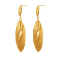 Vintage Stainless Steel Fashion Jewelry 18k Gold Plated Striped Long Shell Pendant Women Waterproof Earrings YF3999