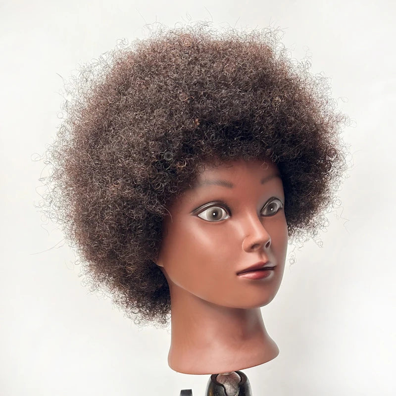 Wholesale Real Hair Mannequin Head Afro Hair With Stand Mannequin Training Head African American Afro Texture Hair