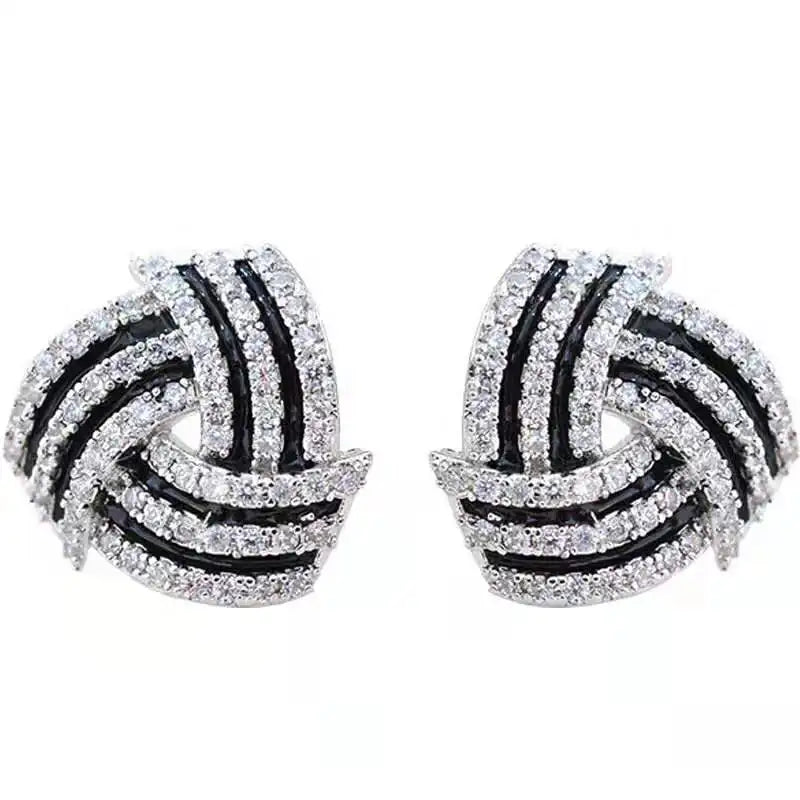 Red Female Personality Huggie Earrings with Zircon Simple Geometric Drop Design Trendy Alloy Jewelry