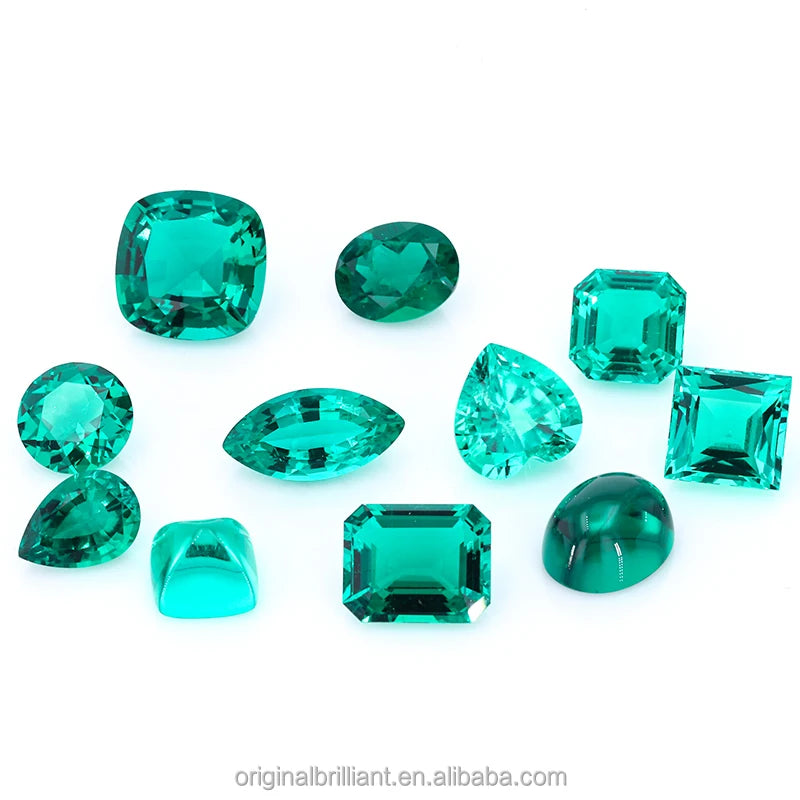 Starsgem Green Sapphire Stone Fancy Shape Hydrothermal Emerald Loose Gemstone for Jewelry