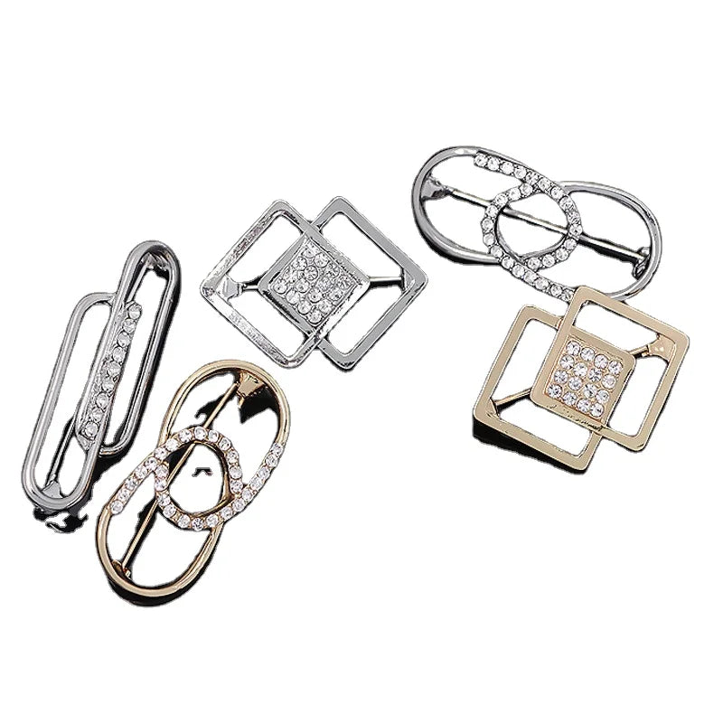Block Paper Clip Rhinestone Safety Pin Brooch for Sweater Shawl Clips Jewelry Collar Brooch Pin for Women Girl