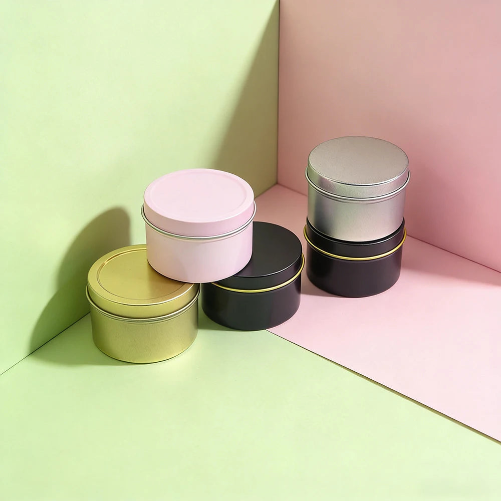 Festival Gift Deep Round Luxury Storage Aromatherapy Candle Tins Container Tin Box with Lid
