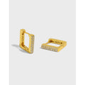 925 Sterling Silver Square Geometric Hoop Earrings Minimalist Zircon 18K Gold Earrings Girls Huggie Designer Earrings