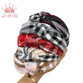 Jiris European American Style Vintage Plaid Stripe Knotted Fabric Headband 18cm for Girls and Women