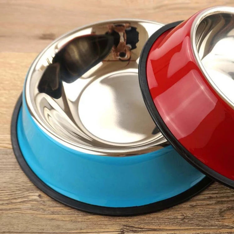 Non-Slip Dog Bowl Stainless Steel Durable Anti-fall Puppy Cats Water Feeding Steel Bowls for Small Medium Large Dogs