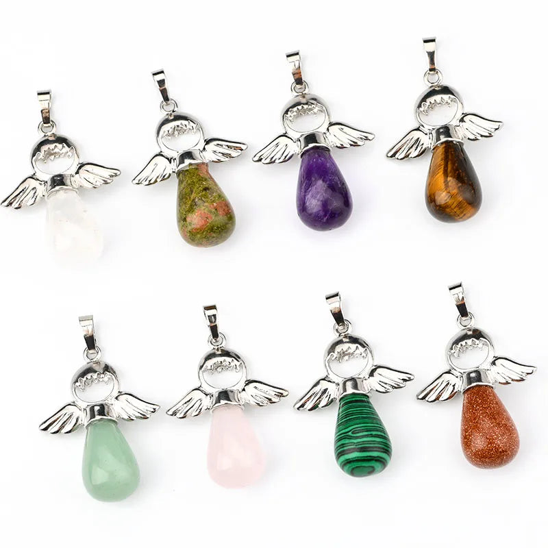 Anegel Bezel Silver Color Plated Crystal Pendant Necklace Lovely Angel Shaped Crystal Stone Drop Pendant