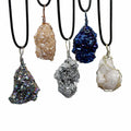 Natural Stone Crystal Pendant Irregular Colorful Raw Stone Necklace Pendant Gemstone Jewelry