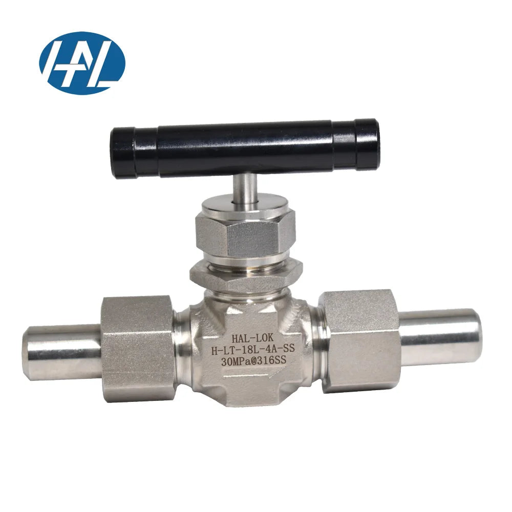 HAL-LOK Manual Stainless Steel Socket Weld Straight-Through Needle Valve 1/4 In. 0~21 MPa 200 for Gas Media Model H-LT-18L-4A-SS