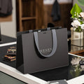 Custom Logo Luxury Ribbon Handle Black Kraft Paper Gift Bags Boutique Shopping Packaging for Exhibitions with Your Own Logo