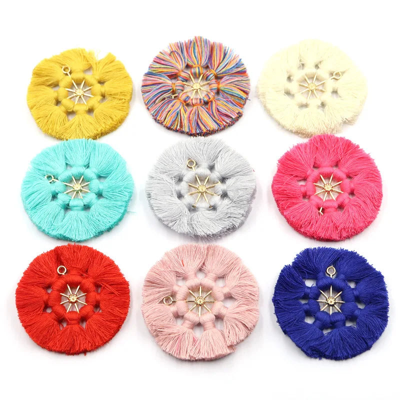 New Arrival Metal Round Tassel Fringe Accessories for Decoration 5.3cm Octagon Tassel Luggage Jewelry Pendant
