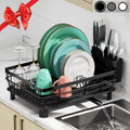 Compact and Portable Plastic Dish Rack With Cutlery Storage Drainage Spout and Anti-slip Base for Small Kitchens